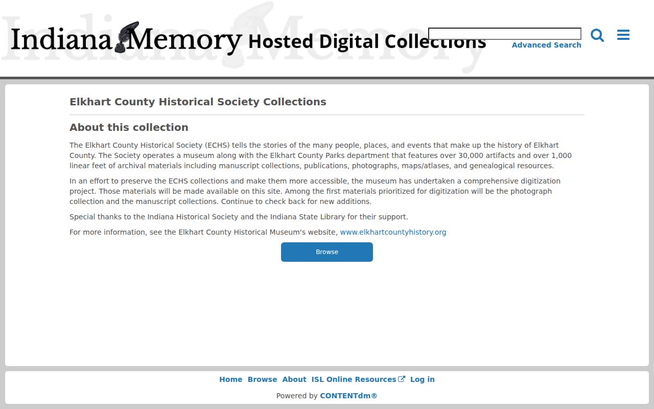 Elkhart County Historical Society digital collection on Indiana Memory