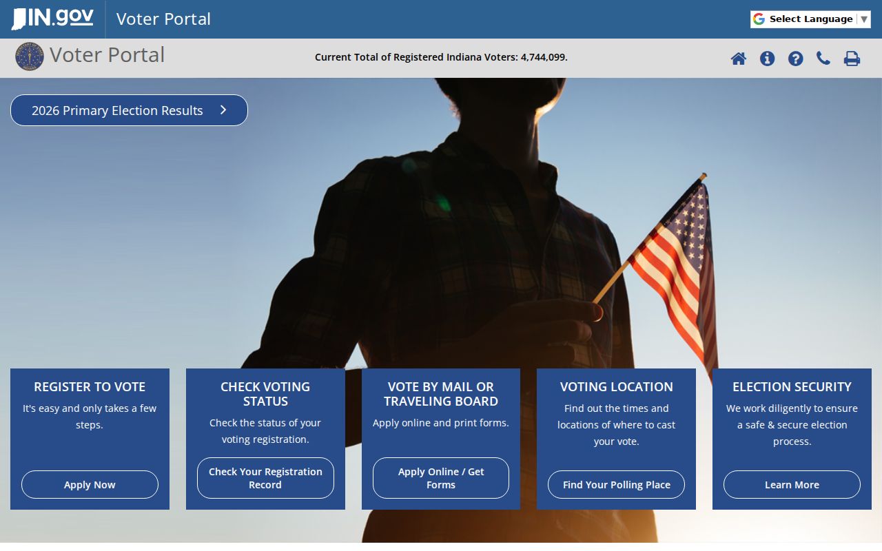 Indiana Voters portal for Elkhart County registration lookup