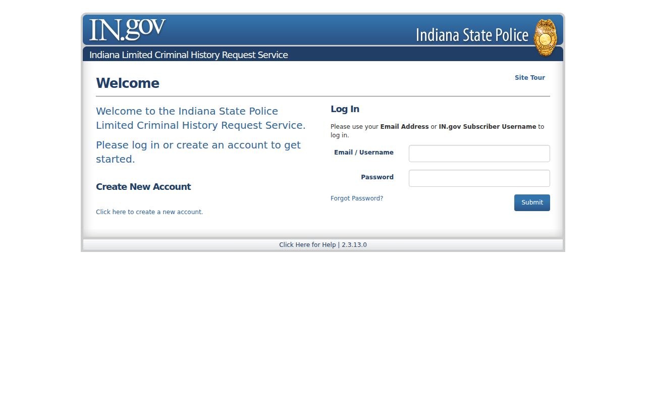 Elkhart County resident lookup through Indiana limited criminal history service