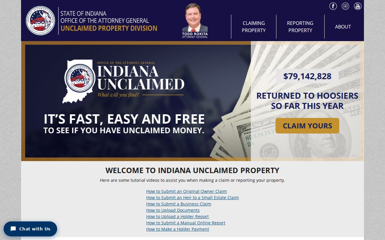Elkhart County resident lookup with Indiana unclaimed property search