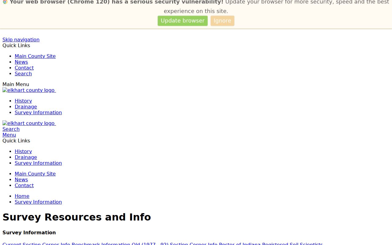 Elkhart County Surveyor plat and field-note records
