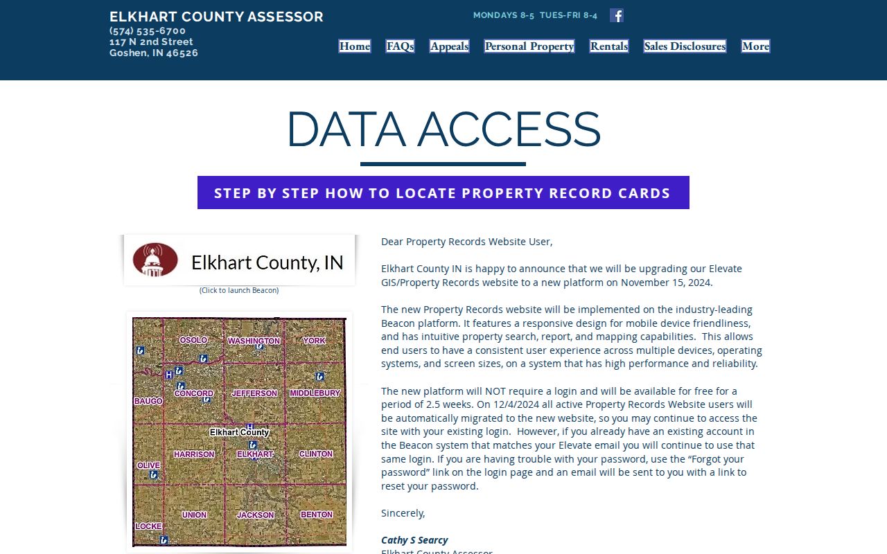 Elkhart County Assessor Beacon GIS access information