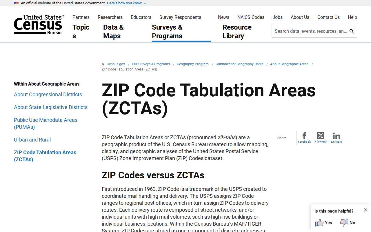 Census explanation of ZIP Code Tabulation Areas used near Elkhart County